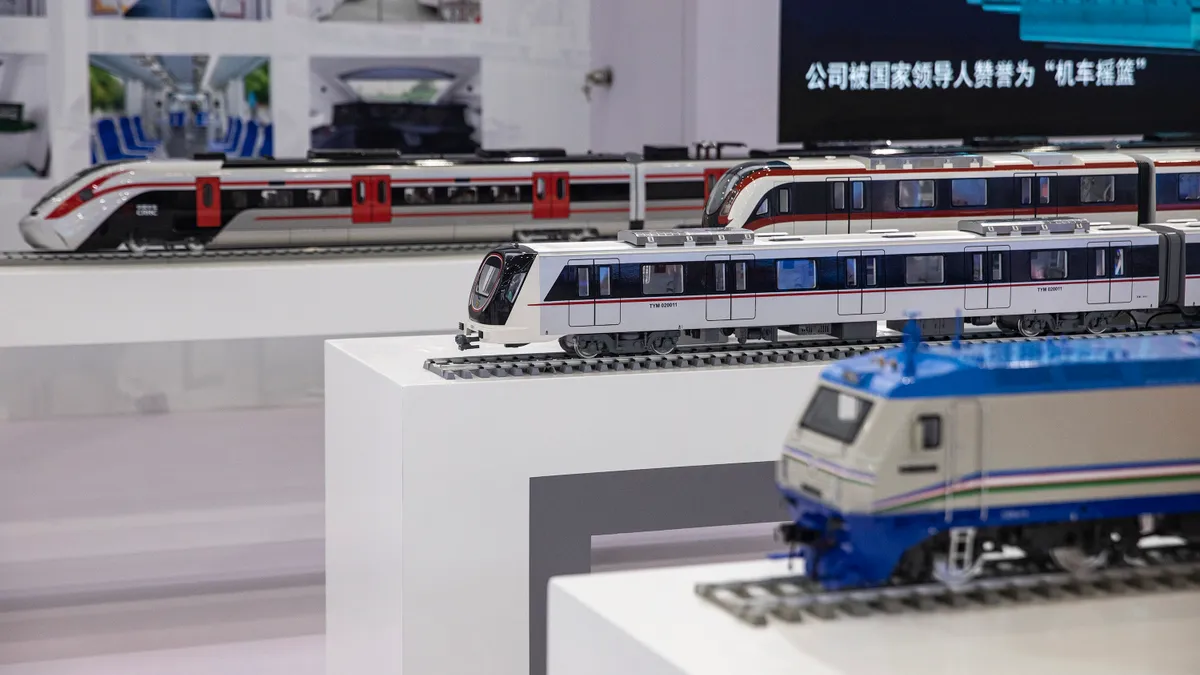 The train model of CRRC during the 5th China International Industrial Design Expo in Wuhan International Expo Center on August 5,2022 in Wuhan, Hubei Province, China.