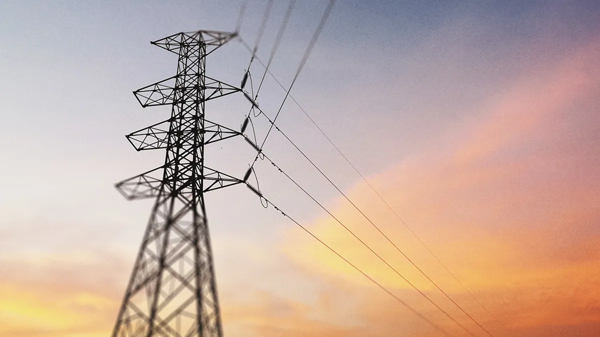 Powerlines with a evening sky behind