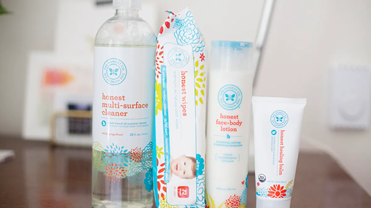 A lineup of household products from the Honest Company.