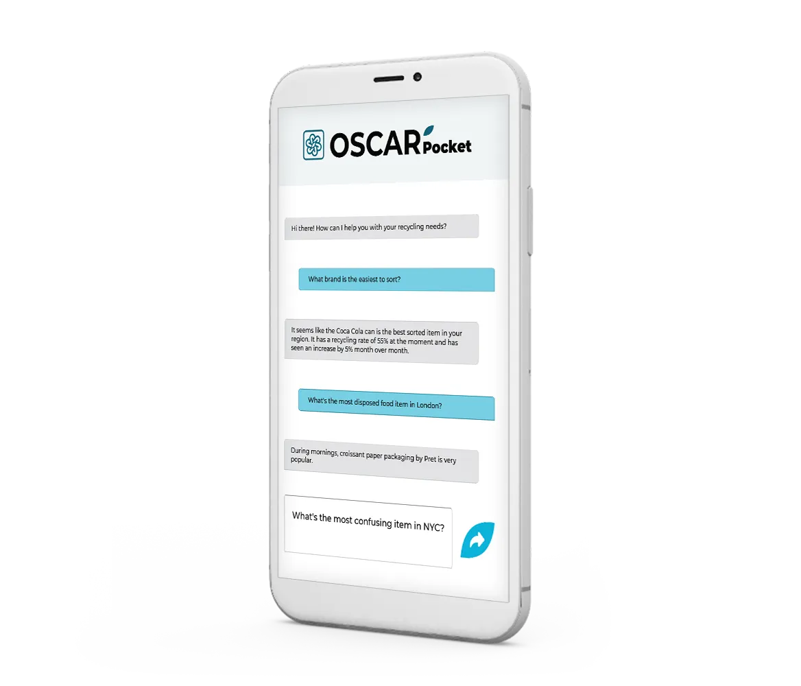 A phone screen showing Oscar Pocket's AI chat feature