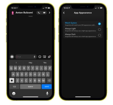 Snapchat dark mode