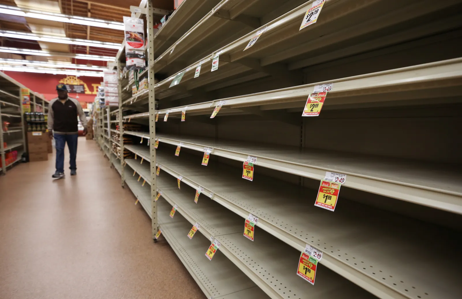 Empty grocery store aisle