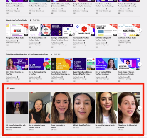 YouTube Shorts Shelf