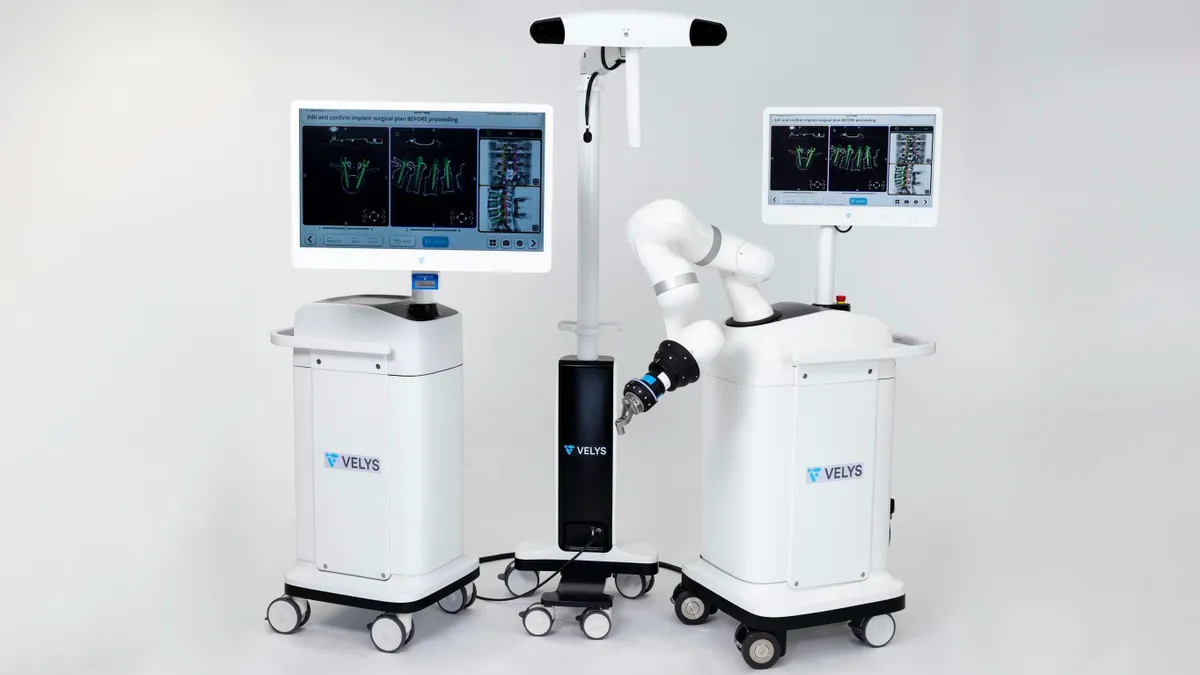 A picture of J&J's Velys robotic surgery sytem.