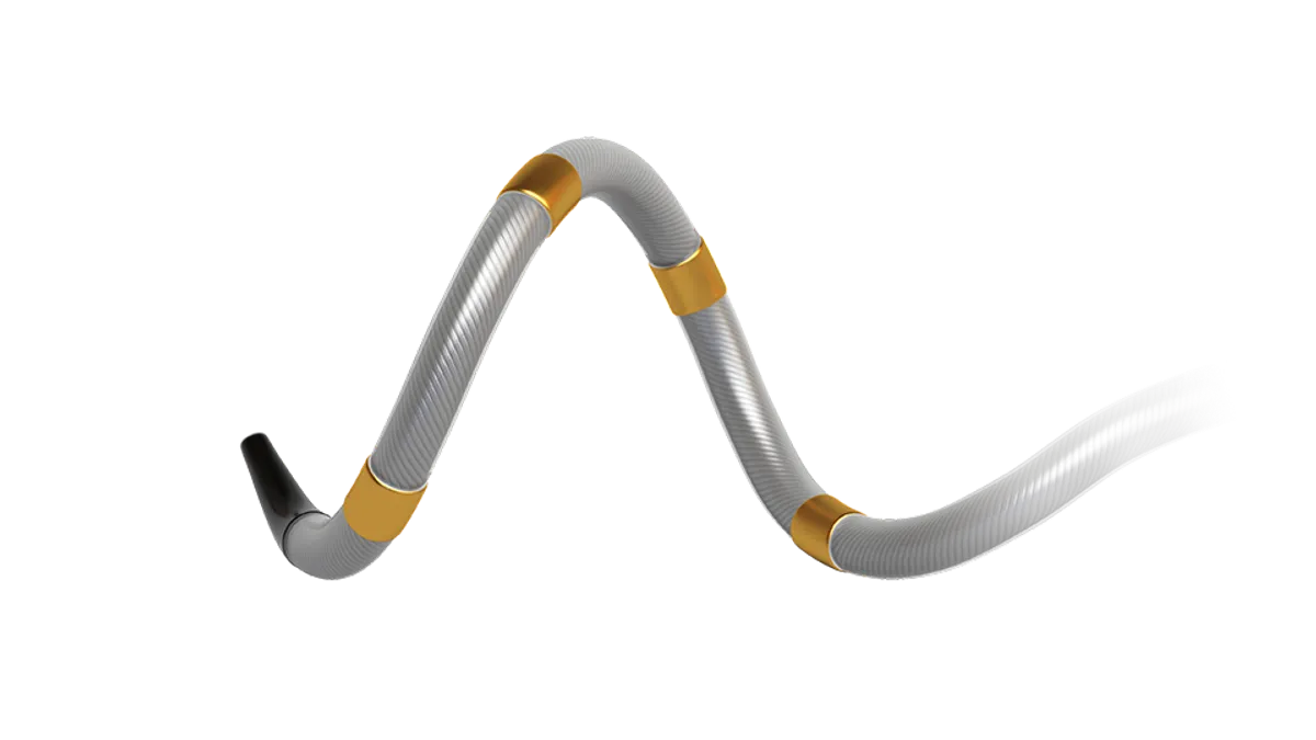 Rendering of a spiral-shaped catheter with four electrodes