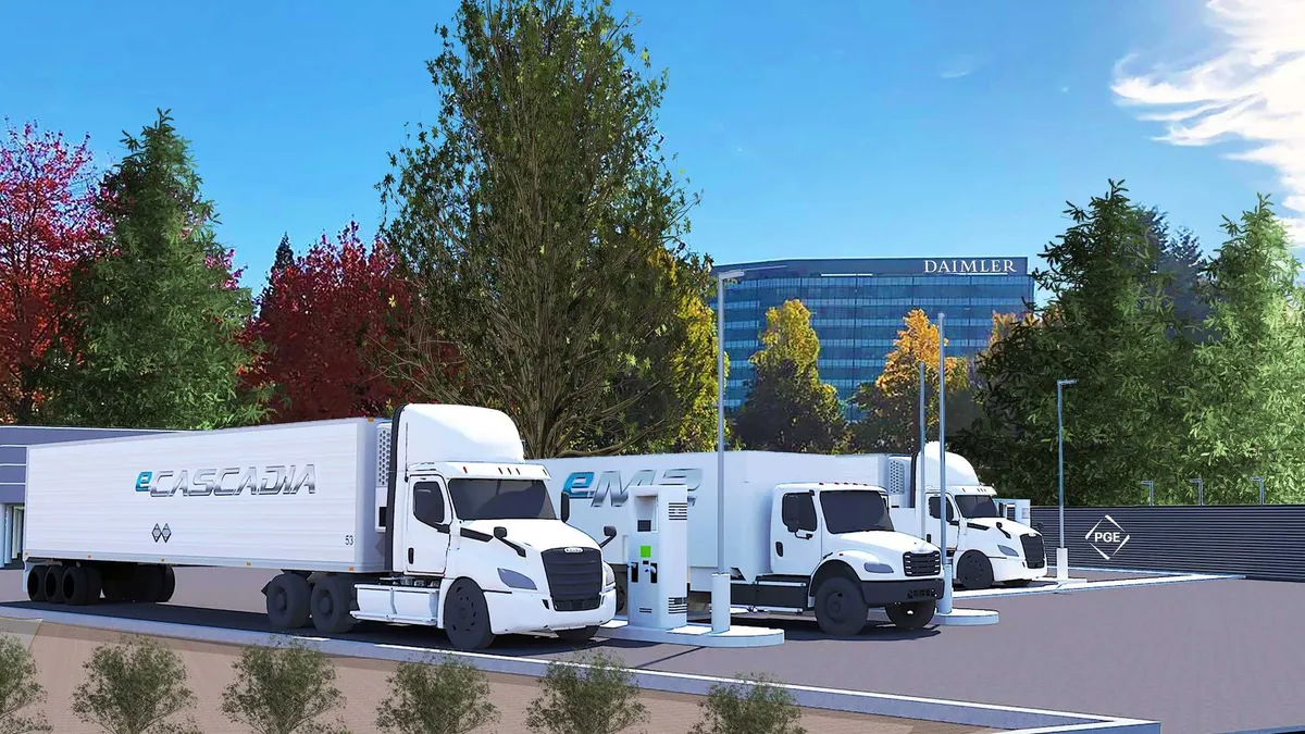 A rendering of Daimler's Electric Island in Portland, Oregon.