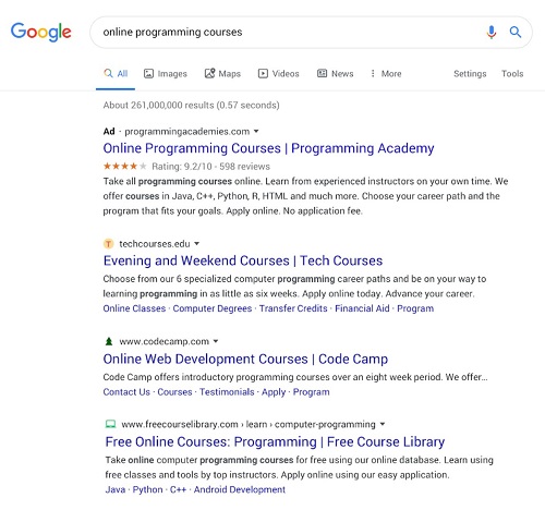 Google web queries new format