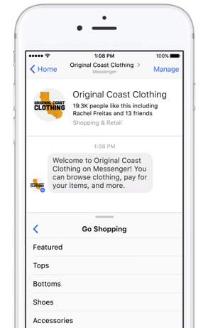Facebook Messenger persistent menu
