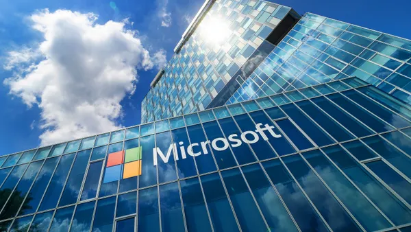 View of Microsoft Romania headquarters in City Gate Towers on June 4, 2022, in Bucharest, Romania