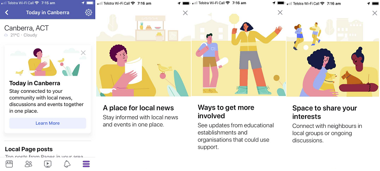 Facebook's Today In Canberra section