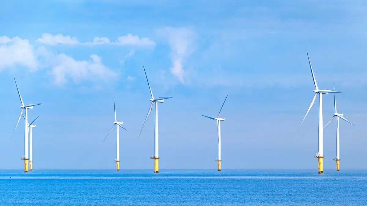 Offshore windfarm at Redcar in the northeast of England.