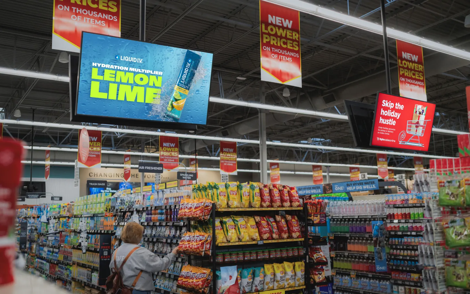Digital screens inside a store.