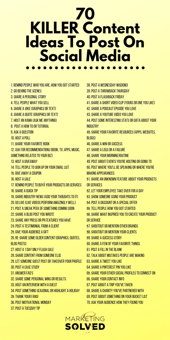 70 Killer post ideas