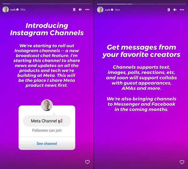 Instagram channels