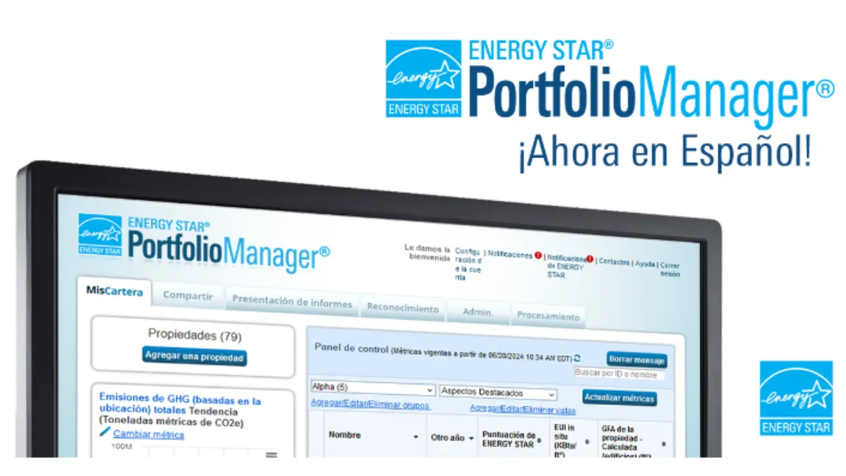 A snapshot of the Spanish version of the U.S. Environmental Protection Agency's Energy Star Portfolio Manager tool