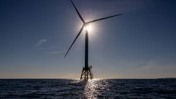 A wind turbine generates electricity