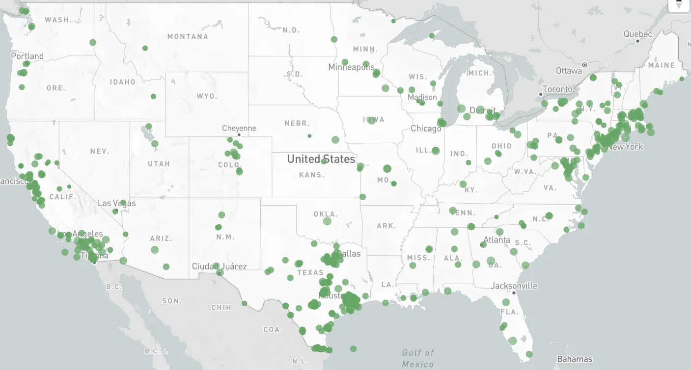 A map of U.S. microgrids.