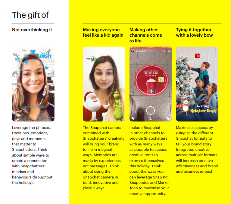 Snapchat holiday guide example