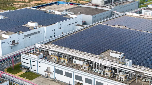 Solar panels on a manufacturing facility.