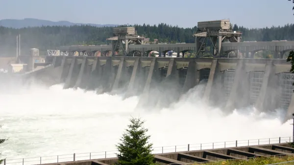 The Bonneville Lock and Dam on the Columbia River between Washington and Oregon.