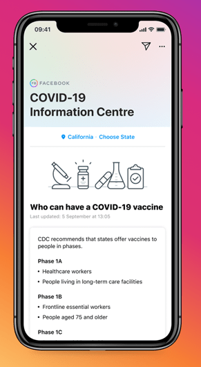Instagram COVID Awareness Center