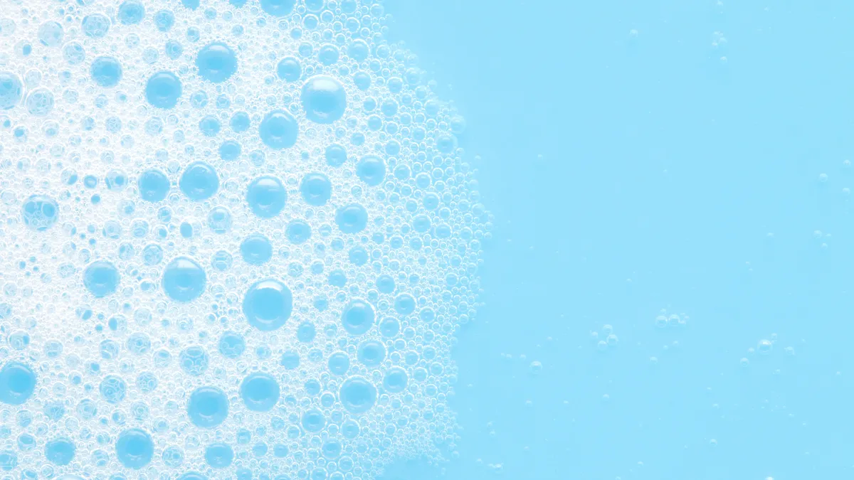 Summer blue color soap bubble abstract or natural foam texture background