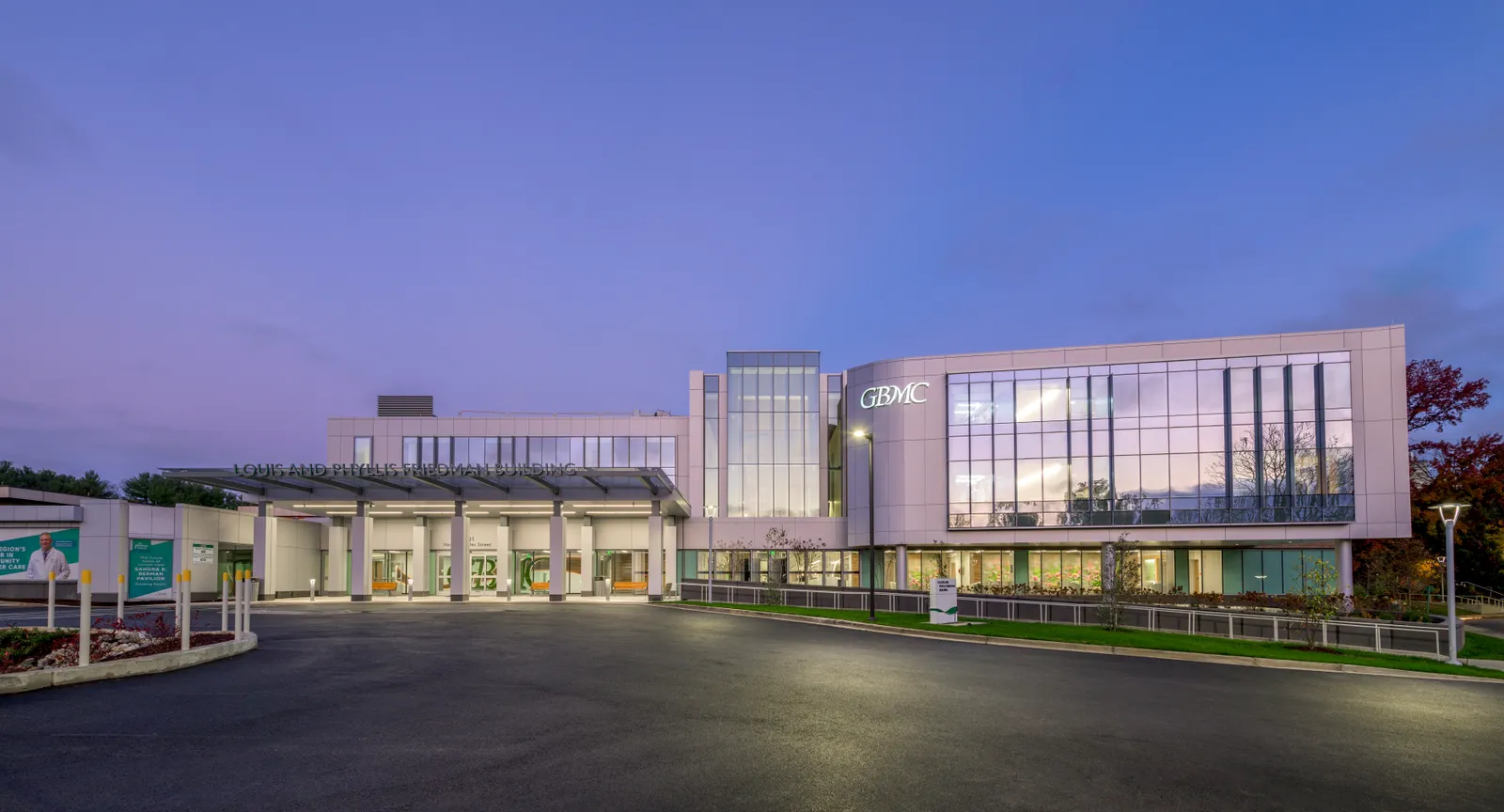 The main entrance to the Louis and Phyllis Friedman Building