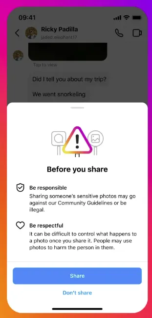 Instagram sextortion protection
