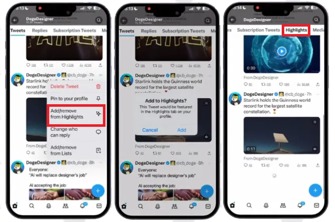 Twitter Highlights tab