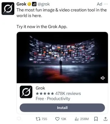 X Grok video promotion