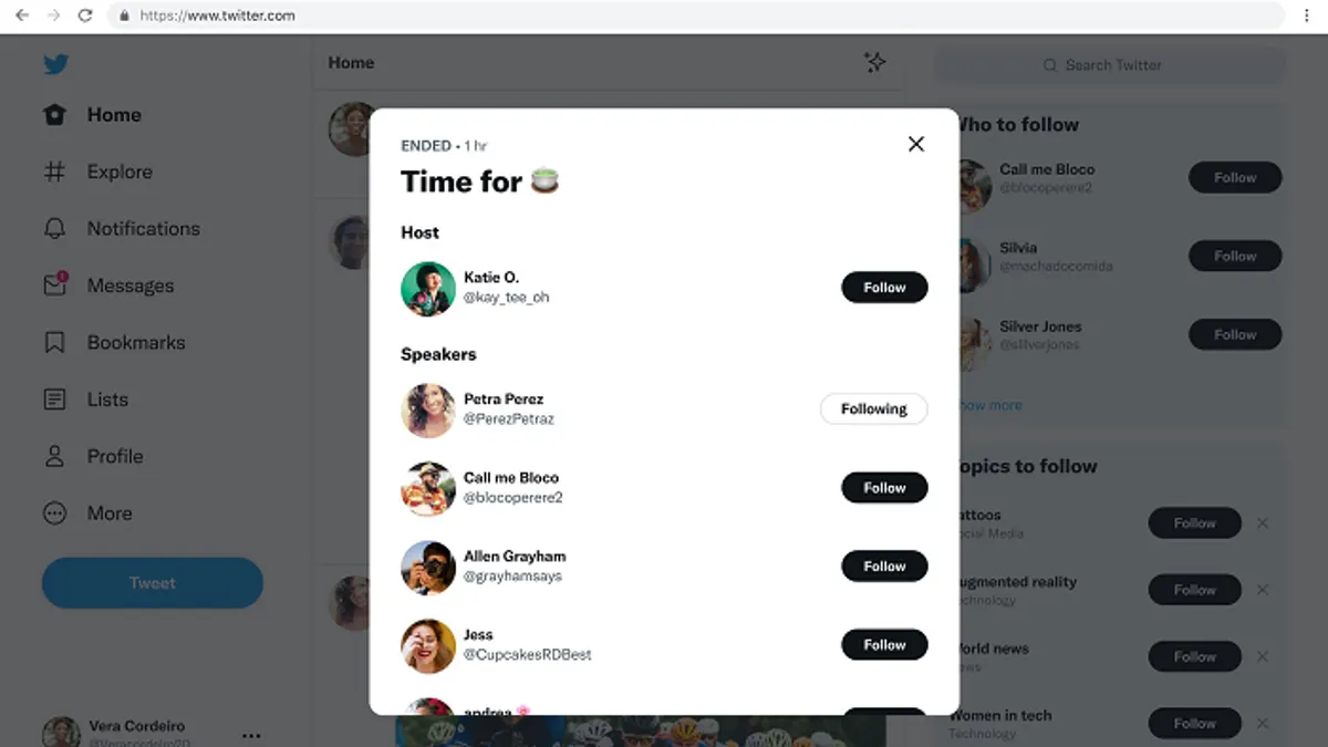 Twitter Spaces end card
