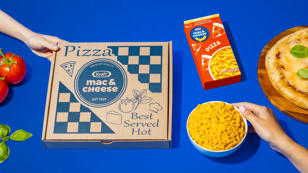 A box of Kraft Mac & Cheese Pizza flavor