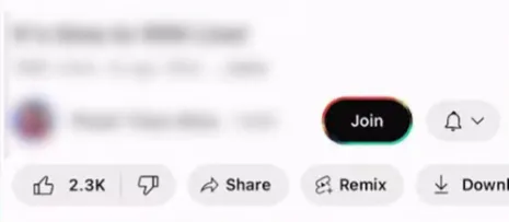 YouTube highlighted Join button
