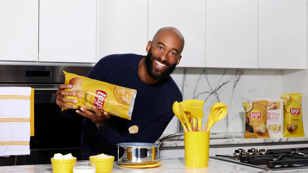 Reality star Matt James for Lay's “Lay’s Potato Chip to Potato Dish with Matt James” cookbook kit.