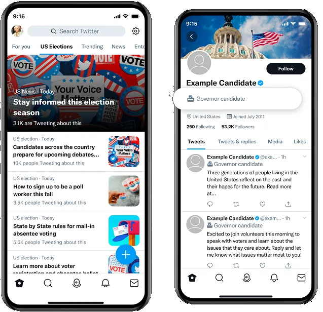 Twitter election labels