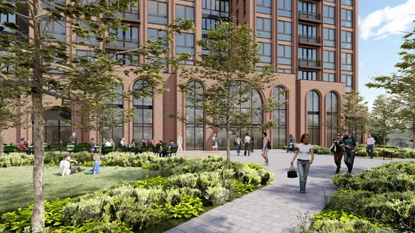 A rendering of an apartment building.
