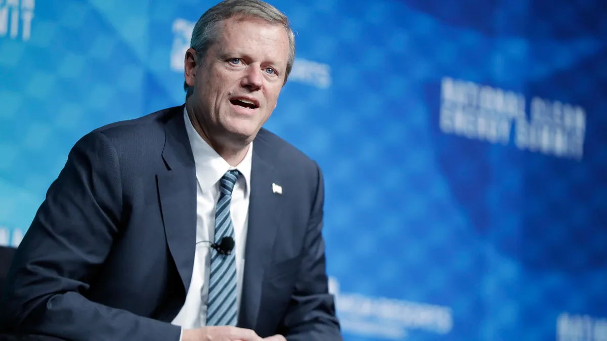 Massachusetts Governor Charlie Baker speaks during the National Clean Energy Summit