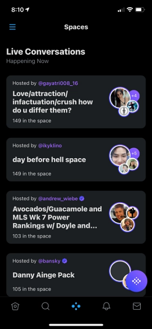 Twitter Spaces tab