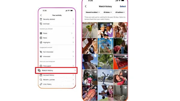 Instagram watch history