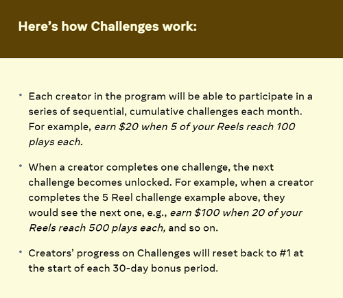 Reels challenges overview