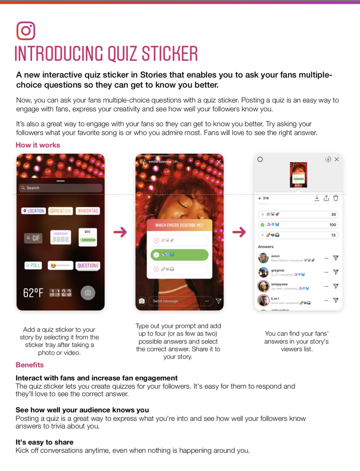 Instagram Stories Quiz Stickers overview