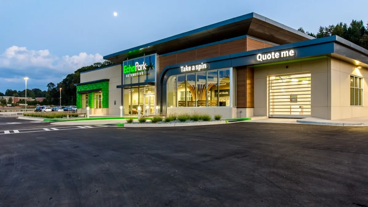 Sonic Automotive's Echo Park used-car retail unit sits empty but brightly lit.
