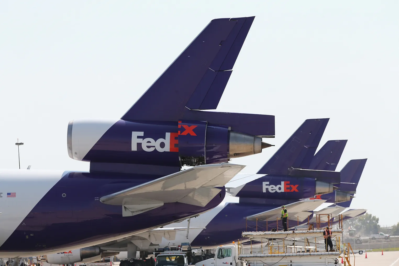 FedEx jets sit at the company's facility at O'Hare International Airport on September 19, 2014 in Chicago, Illinois.