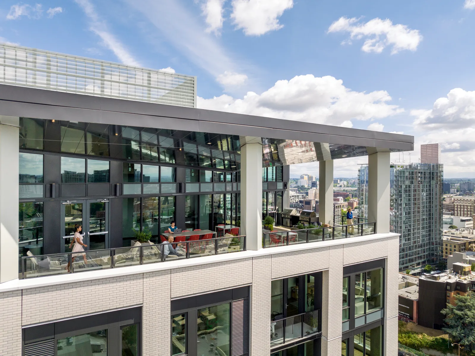 A rooftop terrace on an apartment building.