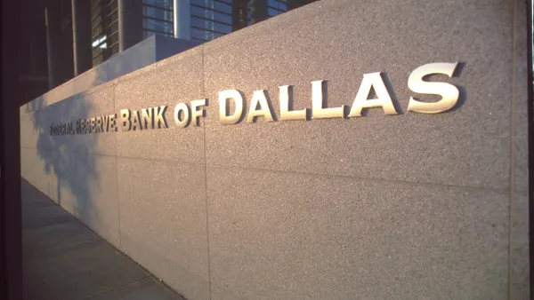 Sign saying Federal Reserve Bank of Dallas