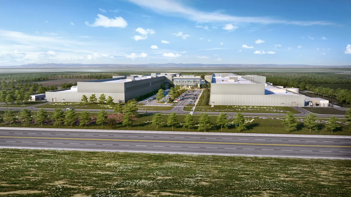 rendering of Meta's data center in Temple, Texas