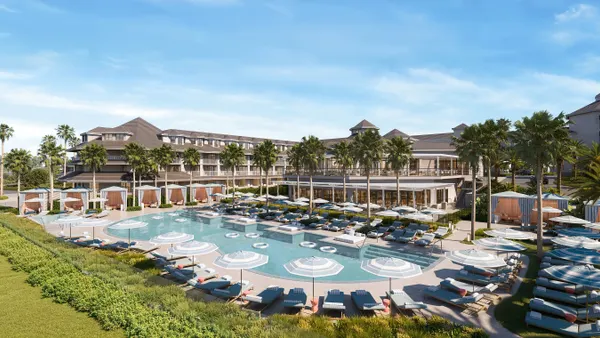 A pool area at a hotel in Dana Point, California.