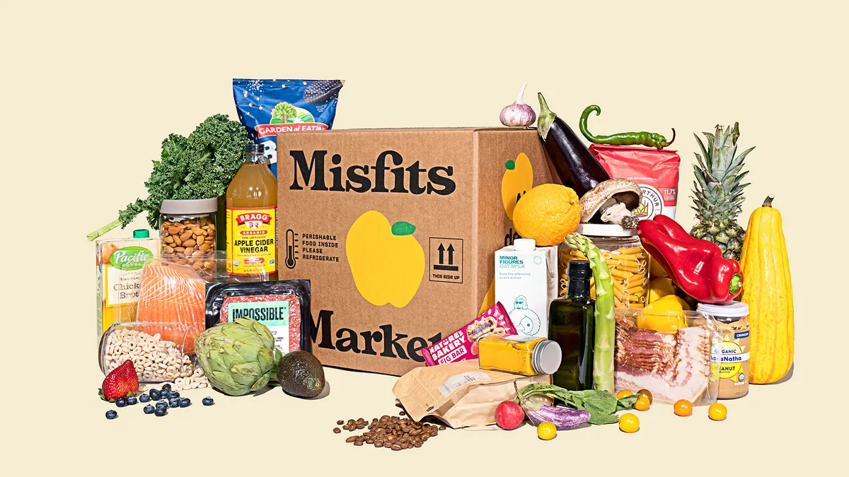 Misfit Market foods arranged around box