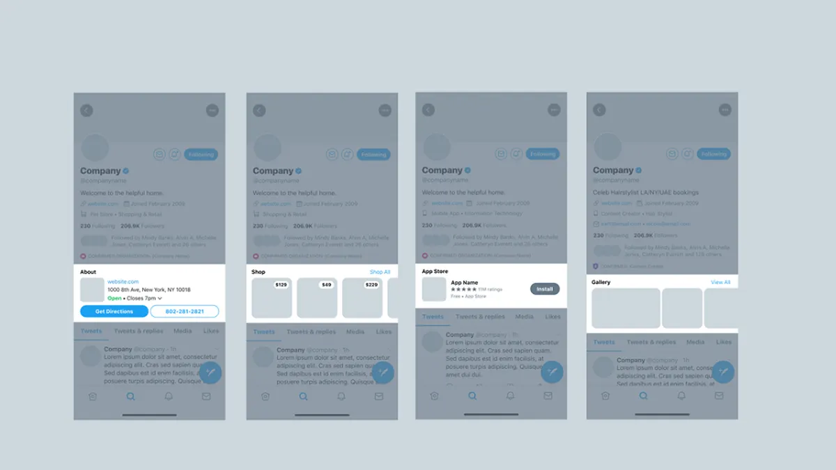 Twitter business profiles