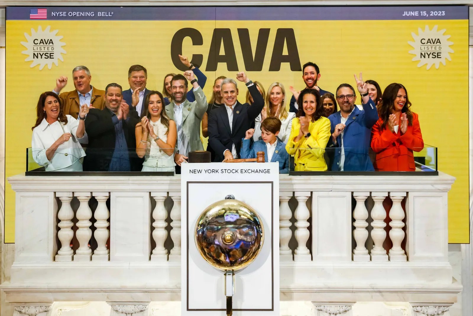 An image of Cava's leadership during NYSE opening day.